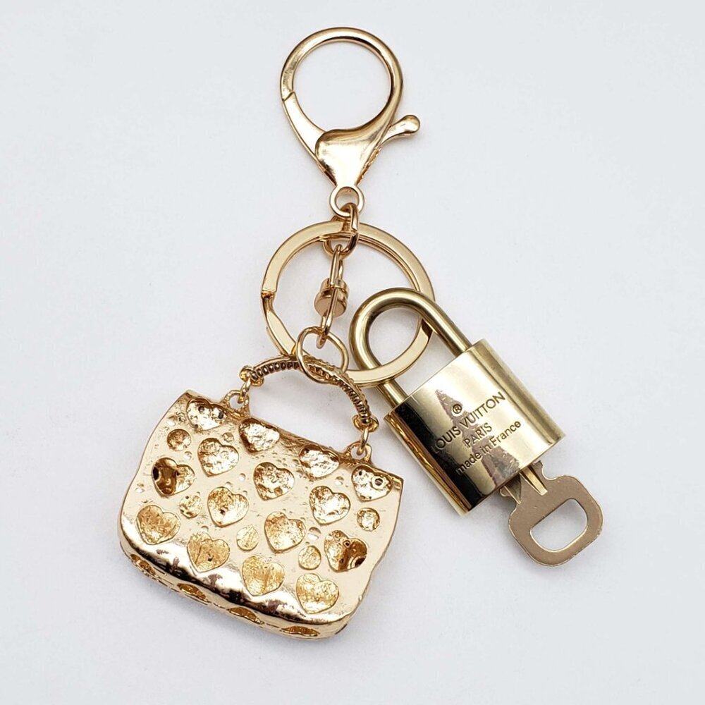 Authentic Louis Vuitton Gold Lock & Key ✨ Bag Charm Unbranded Bag Keychain - Picture 5 of 7